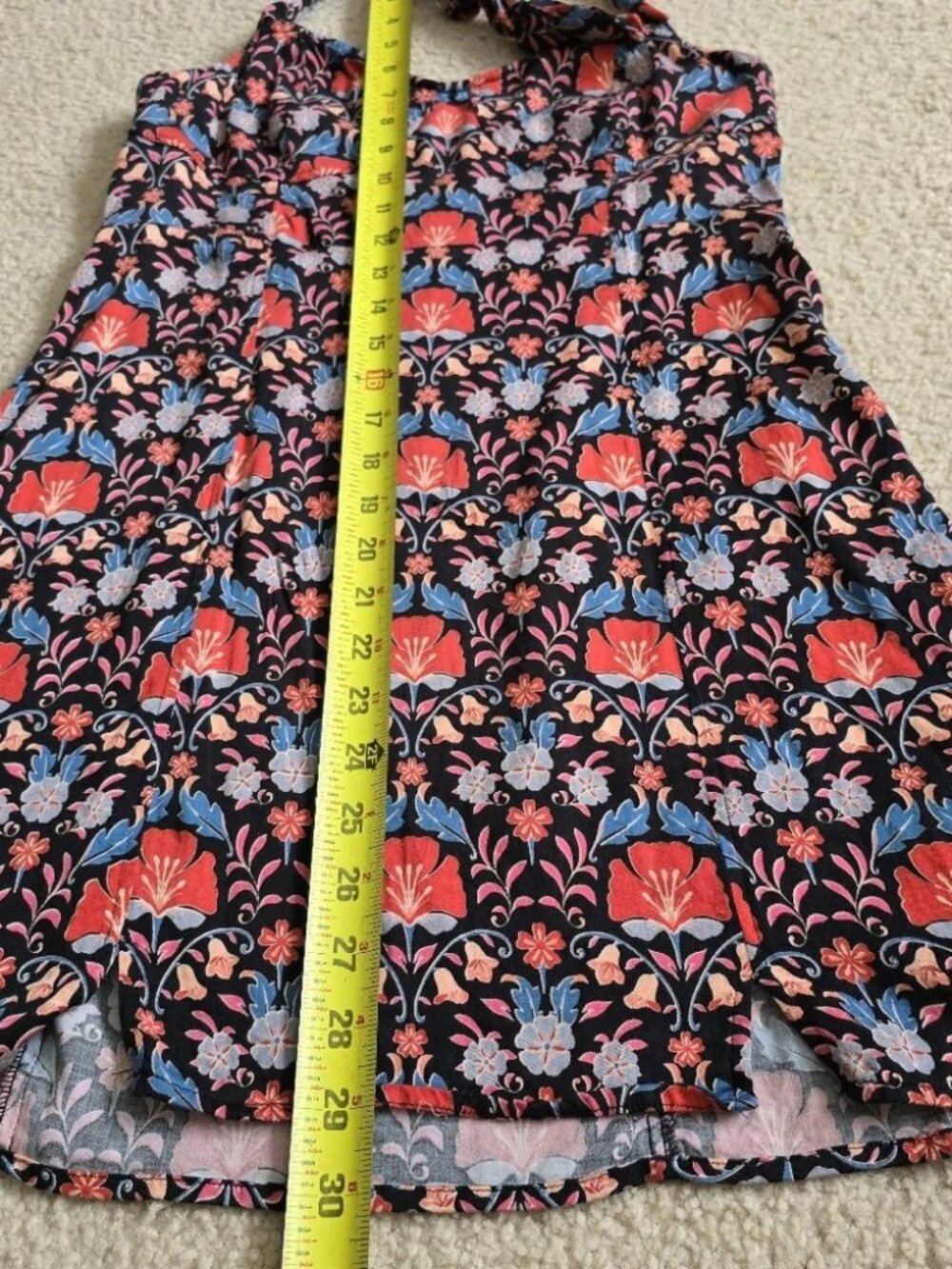 Free People Sasha Mini Dress HALTER TIE Black Combo Art Nouveau Floral Print - Picture 12 of 13